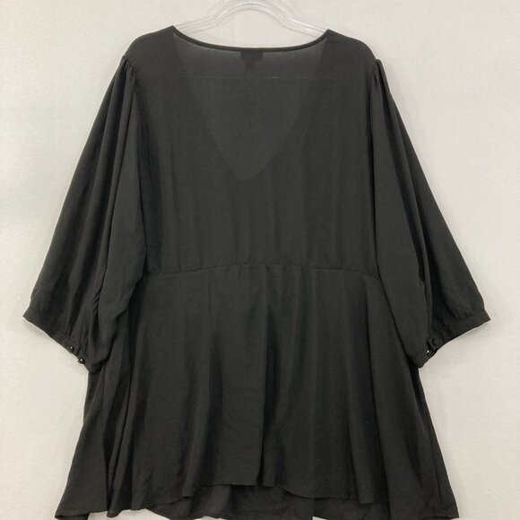 New Torrid Plus Size 4X Black Georgette Tie-Front Blouse Soft Flowy Preppy - Picture 11 of 11